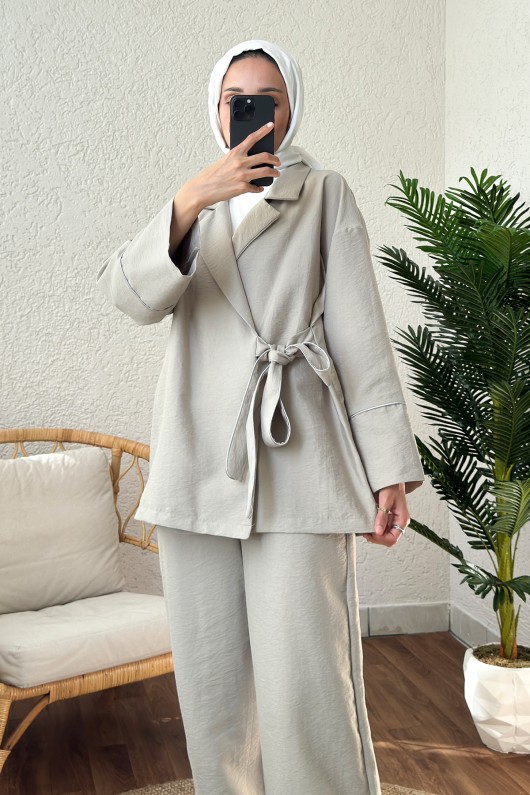 2173 Biye Detaylı Kimono Takım - SU YEŞİLİ 2173 Biye Detaylı Kimono Takım - SU YEŞİLİ