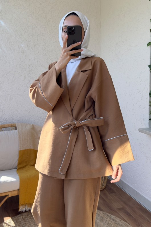 2173 Biye Detaylı Kimono Takım - TABA