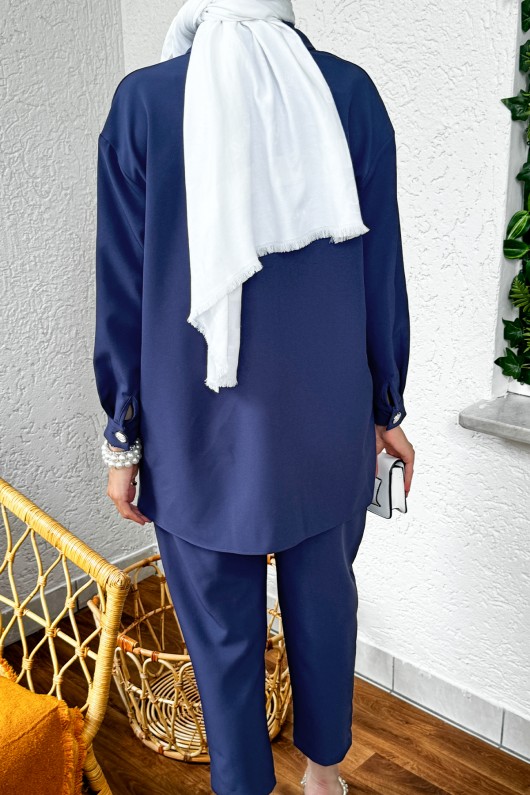 2174 Cep Detaylı Takım - LACİVERT