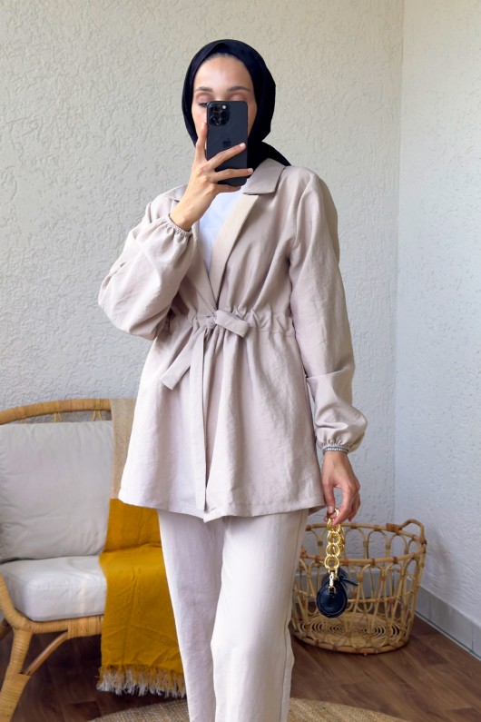 2175 Önden Bağlamalı Takım - TAŞ RENGİ 2175 Önden Bağlamalı Takım - TAŞ RENGİ