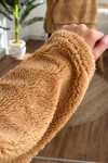 2179 Kanguru Cepli Peluş Tunik - CAMEL
