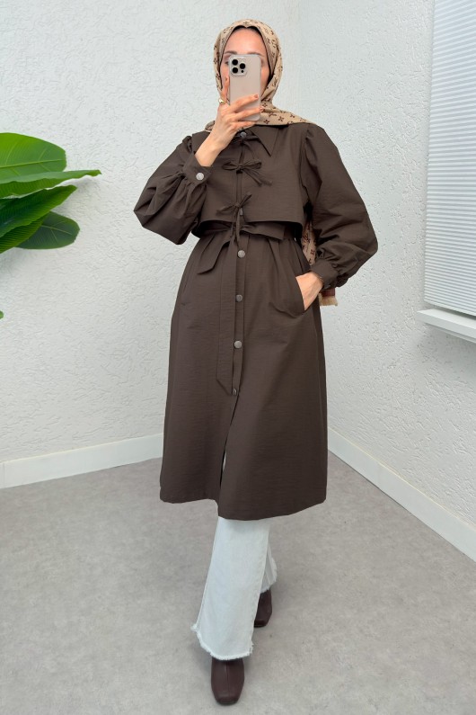 2180 Bolero Detaylı Trençkot - KAHVERENGİ