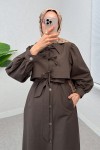 2180 Bolero Detaylı Trençkot - KAHVERENGİ