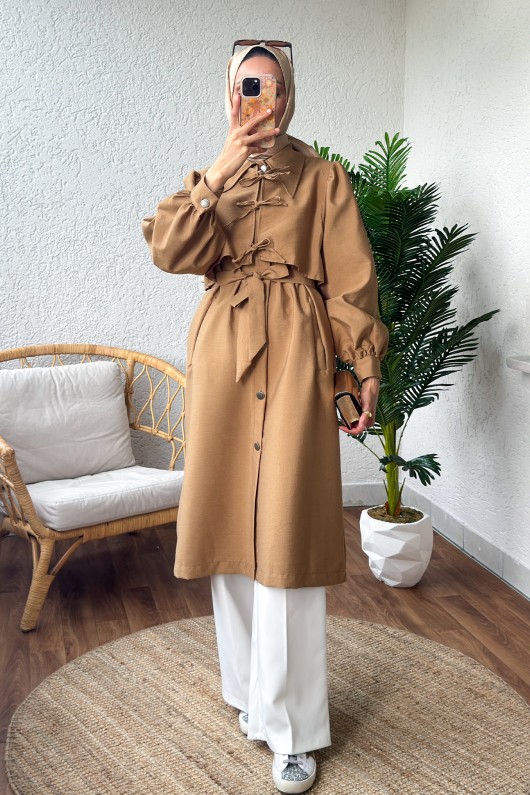 2180 Bolero Detaylı Trençkot - CAMEL