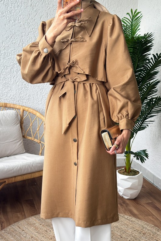 2180 Bolero Detaylı Trençkot - CAMEL