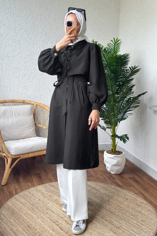 2180 Bolero Detaylı Trençkot - SİYAH 2180 Bolero Detaylı Trençkot - SİYAH