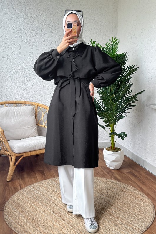 2180 Bolero Detaylı Trençkot - SİYAH 2180 Bolero Detaylı Trençkot - SİYAH