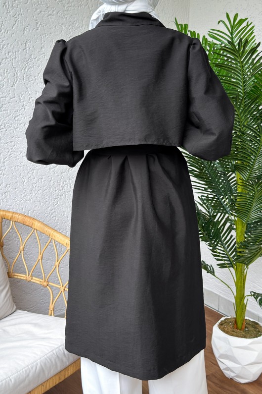 2180 Bolero Detaylı Trençkot - SİYAH 2180 Bolero Detaylı Trençkot - SİYAH