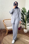 2181 Asimetrik Detaylı İkili Takım - AÇIK GRİ