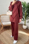 2181 Asimetrik Detaylı İkili Takım - BORDO