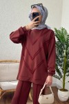 2181 Asimetrik Detaylı İkili Takım - BORDO