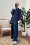 2181 Asimetrik Detaylı İkili Takım - LACİVERT