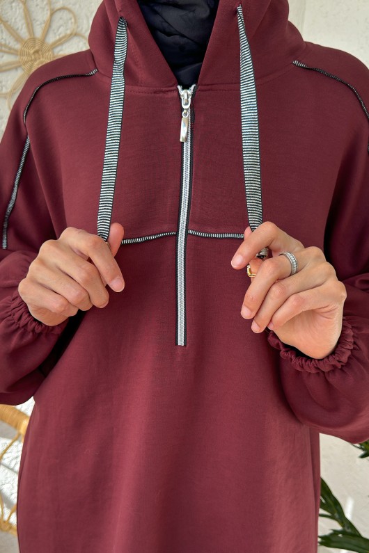 2182 Sim Biyeli Eşofman Takım - BORDO