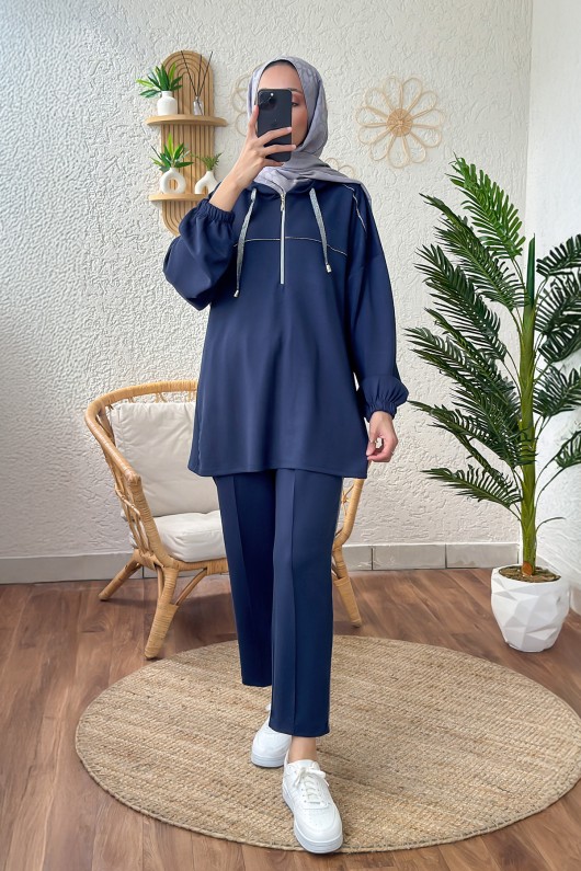 2182 Sim Biyeli Eşofman Takım - LACİVERT