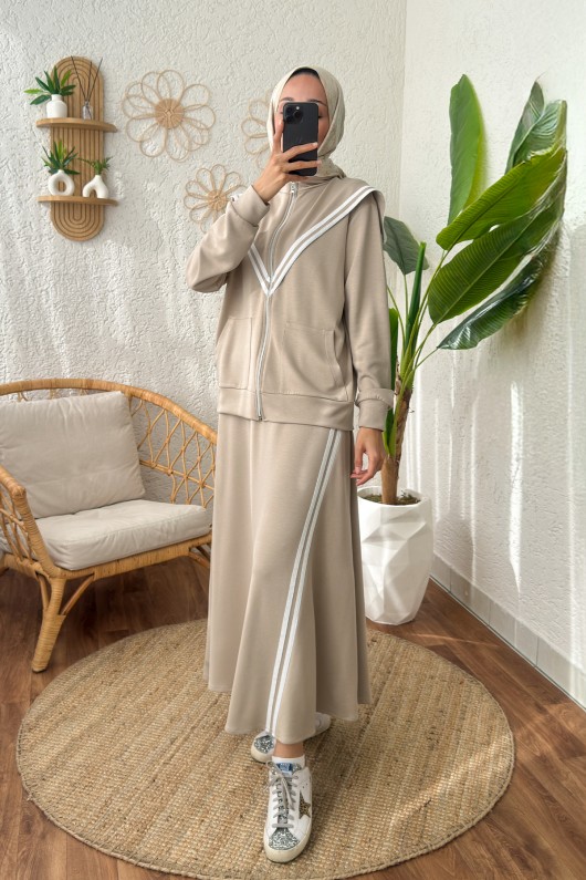 Etekli Eşofman Takım 2185 - BEJ