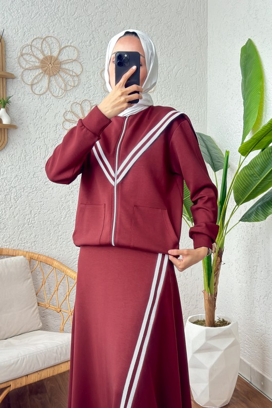 Etekli Eşofman Takım 2185 - BORDO