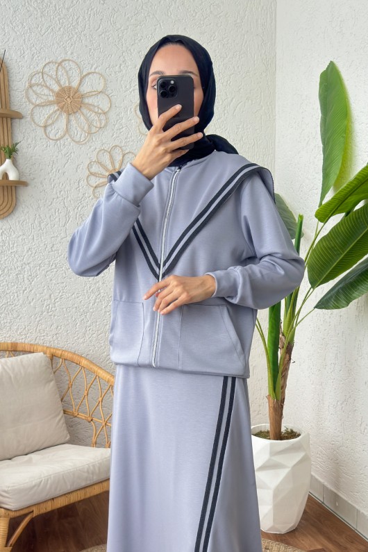 Etekli Eşofman Takım 2185 - GRİ