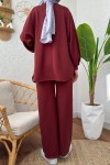 Sim Şeritli Eşofman Takım 2187 - BORDO