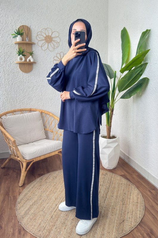 Sim Şeritli Eşofman Takım 2187 - LACİVERT