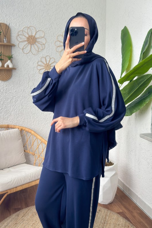 Sim Şeritli Eşofman Takım 2187 - LACİVERT