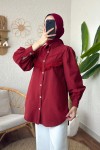 2189 Dantel Detaylı Gömlek - BORDO