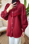 2189 Dantel Detaylı Gömlek - BORDO