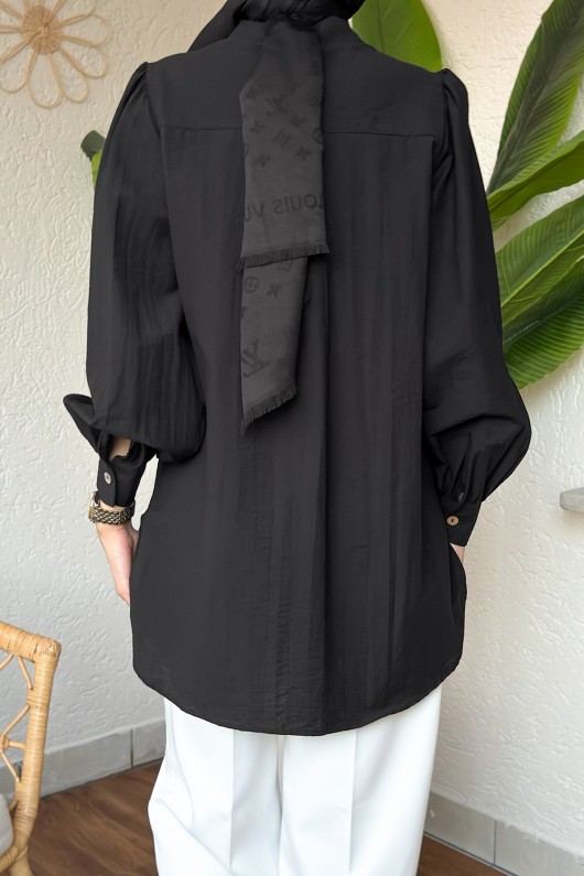 2189 Dantel Detaylı Gömlek - SİYAH