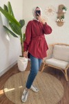 2190 Sabit Kuşaklı Tunik - BORDO 2190 Sabit Kuşaklı Tunik - BORDO