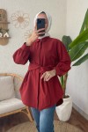 2190 Sabit Kuşaklı Tunik - BORDO 2190 Sabit Kuşaklı Tunik - BORDO