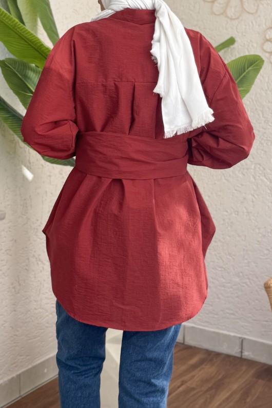 2190 Sabit Kuşaklı Tunik - BORDO 2190 Sabit Kuşaklı Tunik - BORDO