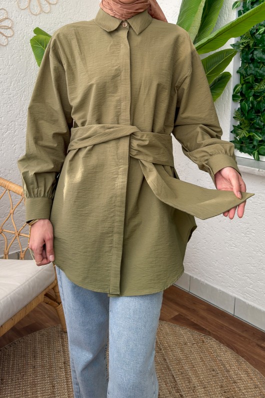 2190 Sabit Kuşaklı Tunik - HAKİ