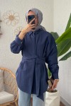 2190 Sabit Kuşaklı Tunik - LACİVERT