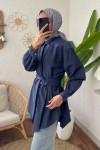 2190 Sabit Kuşaklı Tunik - LACİVERT