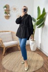 2190 Sabit Kuşaklı Tunik - SİYAH