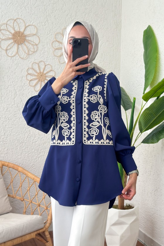 Punto Nakışlı Tunik 2191 - LACİVERT