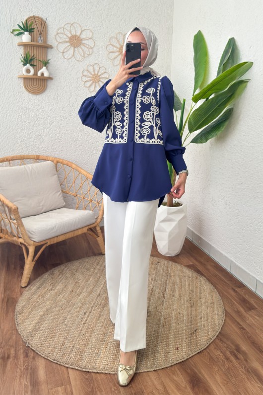 Punto Nakışlı Tunik 2191 - LACİVERT