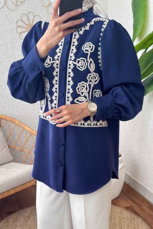 Punto Nakışlı Tunik 2191 - LACİVERT