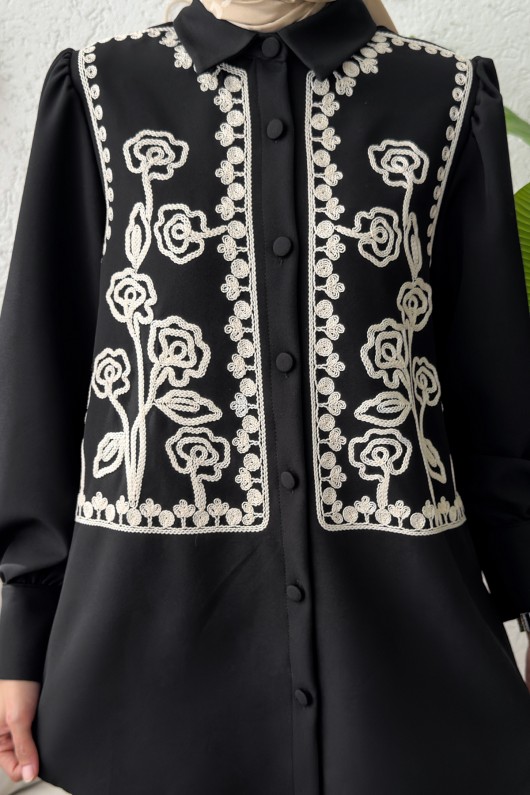 Punto Nakışlı Tunik 2191 - SİYAH