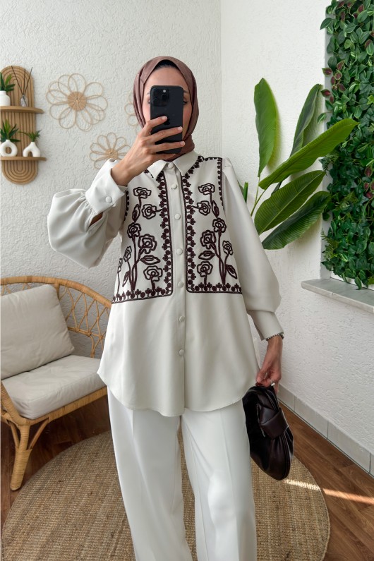 Punto Nakışlı Tunik 2191 - TAŞ RENGİ