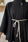 Örgü Kuşaklı Panço 2196 - SİYAH