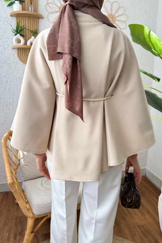 Örgü Kuşaklı Panço 2196 - TAŞ RENGİ