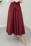 Büyük Kuşaklı Kloş Etek 2197 - BORDO Büyük Kuşaklı Kloş Etek 2197 - BORDO