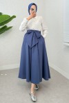 Büyük Kuşaklı Kloş Etek 2197 - İNDİGO Büyük Kuşaklı Kloş Etek 2197 - İNDİGO