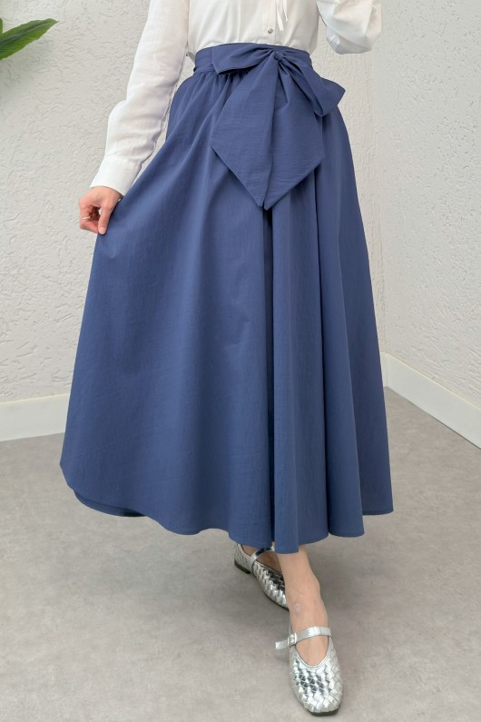 Büyük Kuşaklı Kloş Etek 2197 - İNDİGO Büyük Kuşaklı Kloş Etek 2197 - İNDİGO