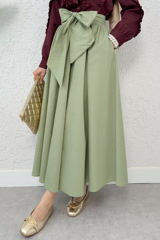 Büyük Kuşaklı Kloş Etek 2197 - MİNT YEŞİLİ
