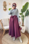 Fiyonk Detaylı Kloş Etek 2197 - BORDO Fiyonk Detaylı Kloş Etek 2197 - BORDO