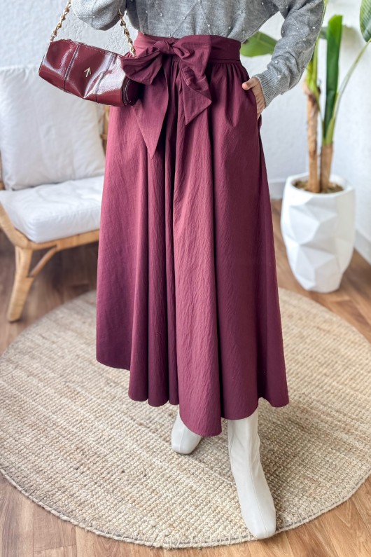 Fiyonk Detaylı Kloş Etek 2197 - BORDO Fiyonk Detaylı Kloş Etek 2197 - BORDO