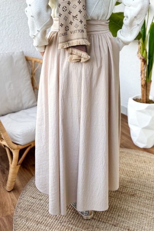 Fiyonk Detaylı Kloş Etek 2197 - TAŞ RENGİ Fiyonk Detaylı Kloş Etek 2197 - TAŞ RENGİ