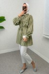 Bel Büzgülü Tesettür Tunik 2200 - AÇIK HAKİ