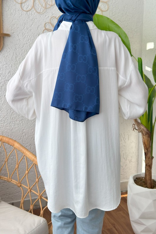 Kolu Büzgü Bağcıklı Gömlek 2202 - BEYAZ